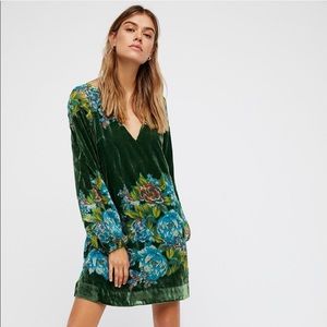 Free People Green Velvet Misha Dress